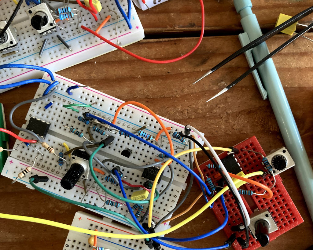 A photo of a desk at the crows workshop