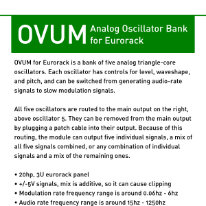 Crows Electromuisic - OVUM for Eurorack - analog oscillator bank